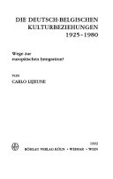 Die deutsch-belgischen Kulturbeziehungen 3, 1925-1980 Cover